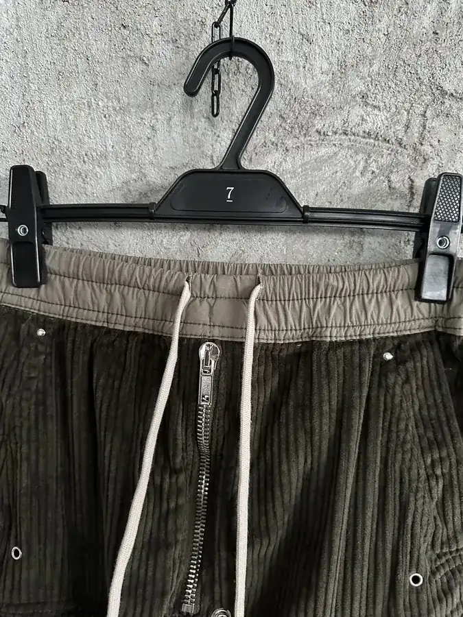 Rick Owens DEKSHDW Olive Green Corduroy Wide Leg Trousers