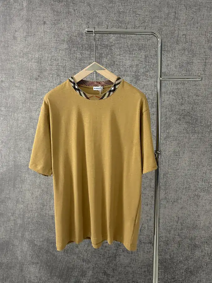 Burberry 2025 New Collection Cotton T Shirt with Classic Tartan Trim