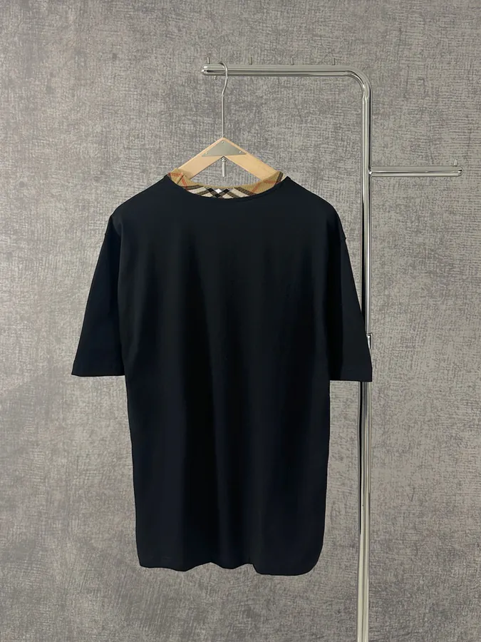Burberry 2025 New Short Collar Check Pattern Cotton T shirt