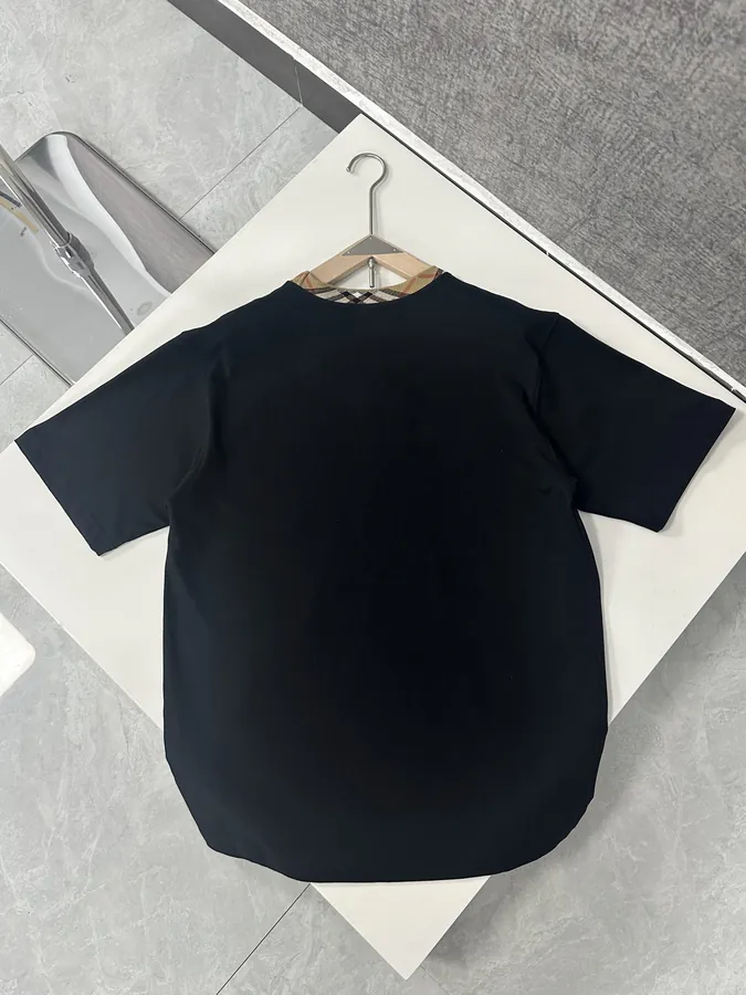 Burberry 2025 New Short Collar Check Pattern Cotton T shirt