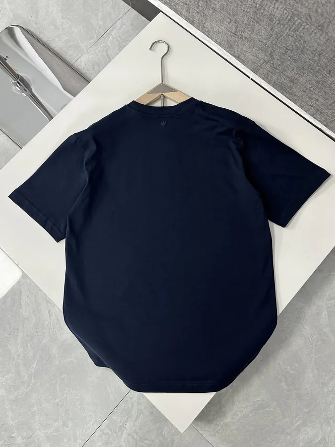 AMI Paris 2025 Summer Classic Red Heart Embroidered Logo T Shirt