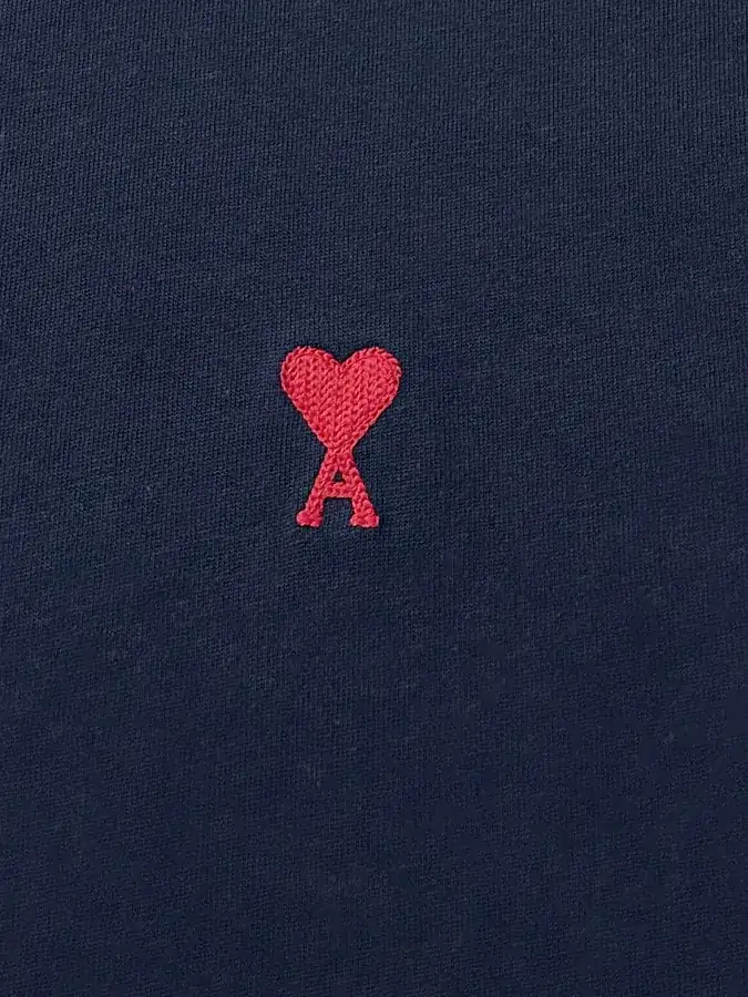 AMI Paris 2025 Summer Classic Red Heart Embroidered Logo T Shirt
