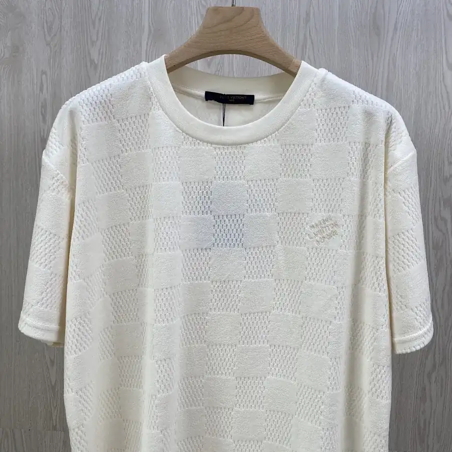 Louis Vuitton Checkerboard Fleece Round Neck Short Sleeve