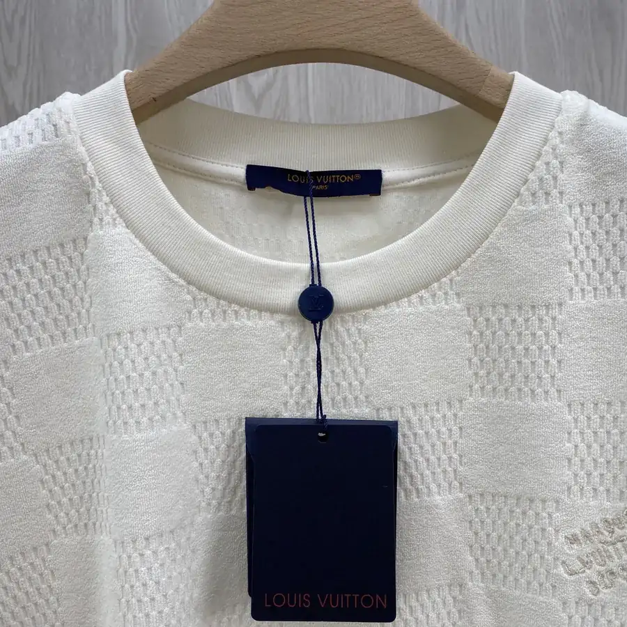 Louis Vuitton Checkerboard Fleece Round Neck Short Sleeve