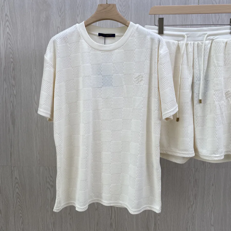 Louis Vuitton Checkerboard Fleece Round Neck Short Sleeve