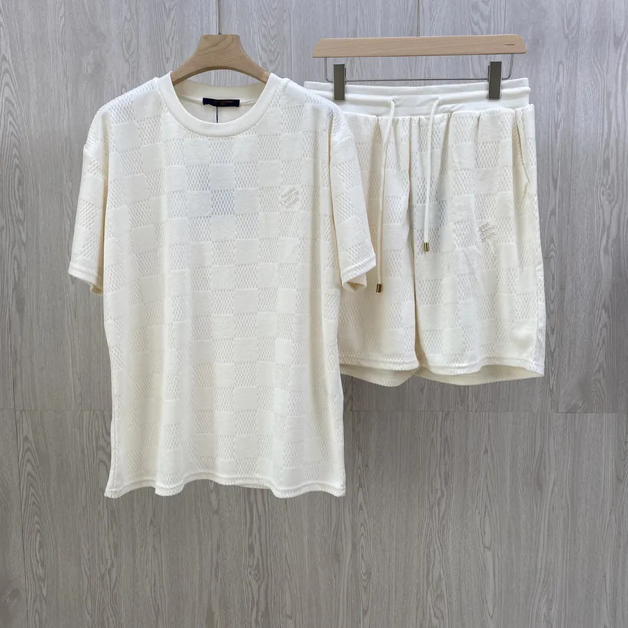 Louis Vuitton Checkerboard Fleece Round Neck Short Sleeve
