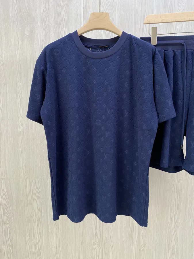 Louis Vuitton Checkerboard Fleece Round Neck Short Sleeve