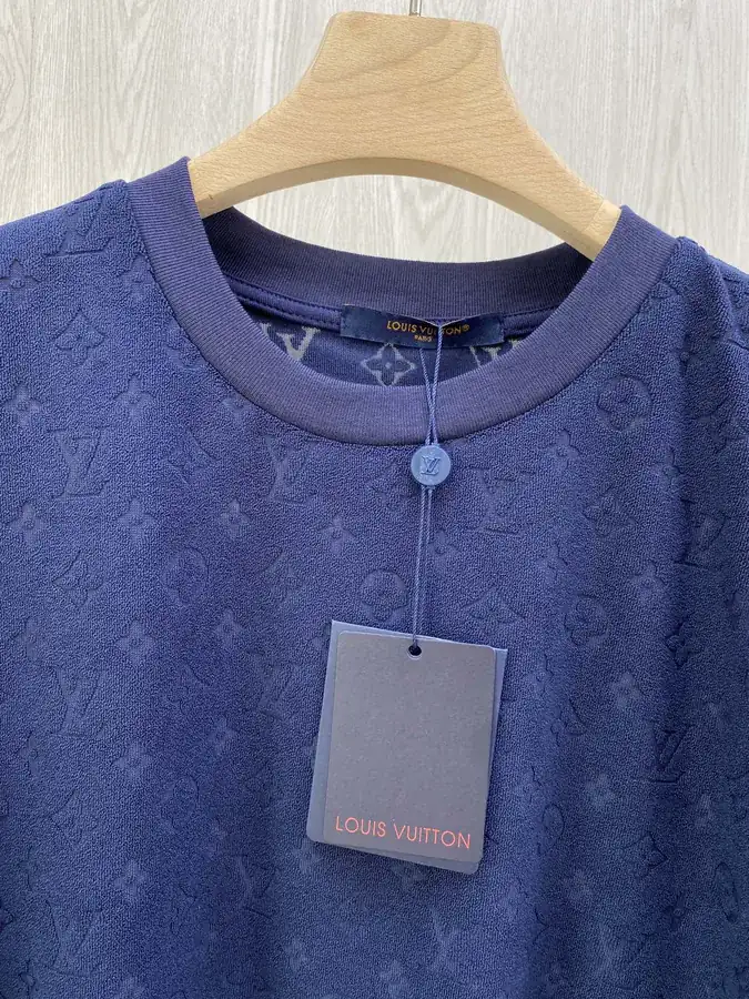 Louis Vuitton Checkerboard Fleece Round Neck Short Sleeve
