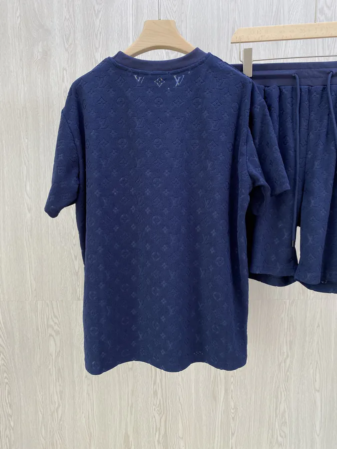 Louis Vuitton Checkerboard Fleece Round Neck Short Sleeve