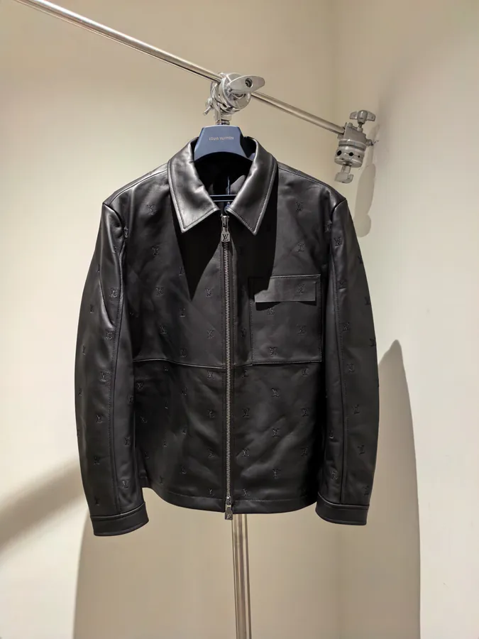 YB Autumn Winter New Collection Embroidered Logo Leather Jacket