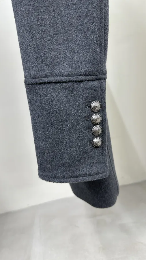 Balmain Grey Double breasted Royal Coat