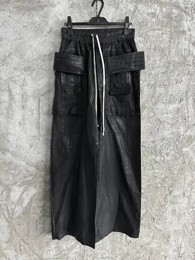 Rick Owens DEKSHDW 2025SS腊面双环阔腿裤