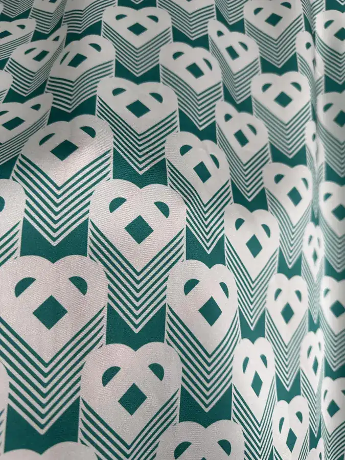 CASABLANCA 2024SS Silk Short Sleeve Shirt with Green Heart Pattern