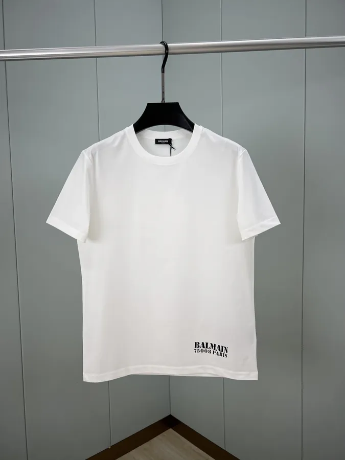 BALMAIN 25 Spring Summer New Letter Print Logo Short Sleeve