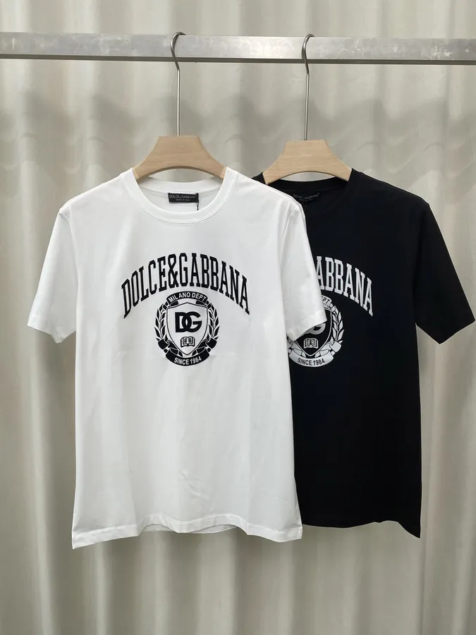 Dolce&Gabbana 25 Spring Letter Logo Plush Fabric T Shirt for Men