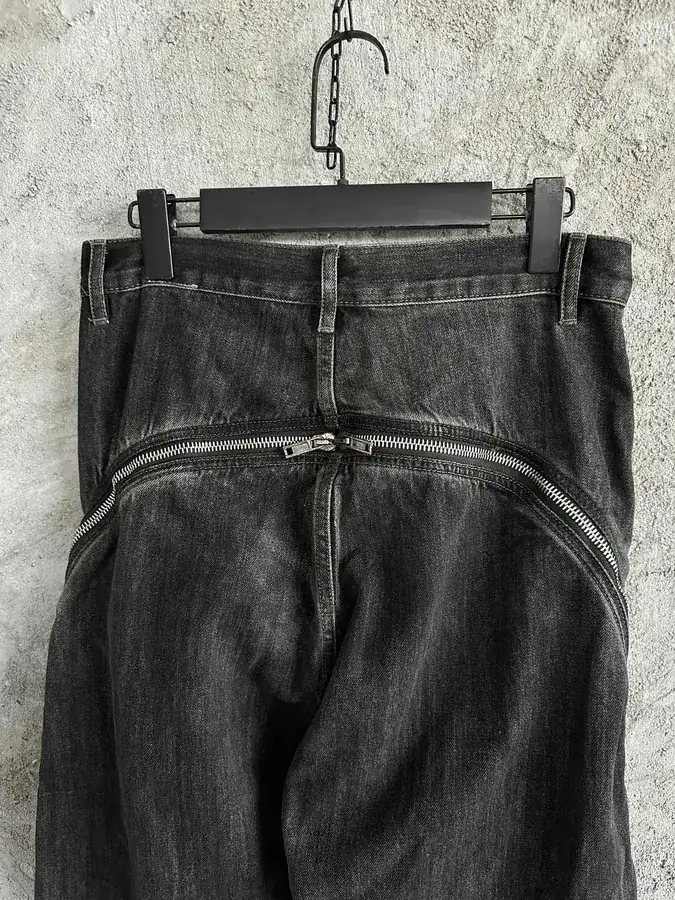 Rick Owens DEKSHDW 2023SS Black Zip Wide Leg Trousers