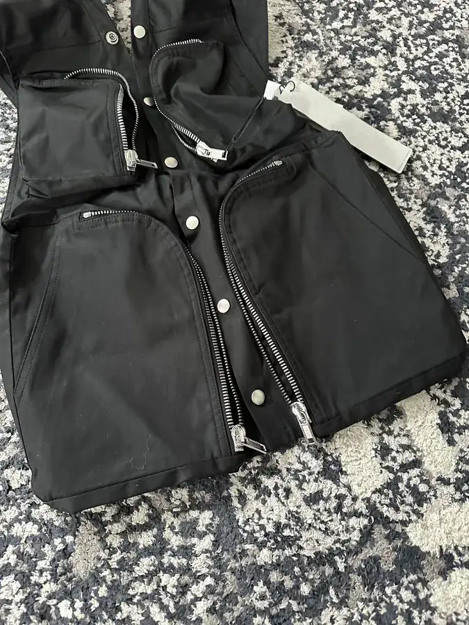 Rick Owens 2024SS Oversized Utility Vest with Custom Logo Buttons