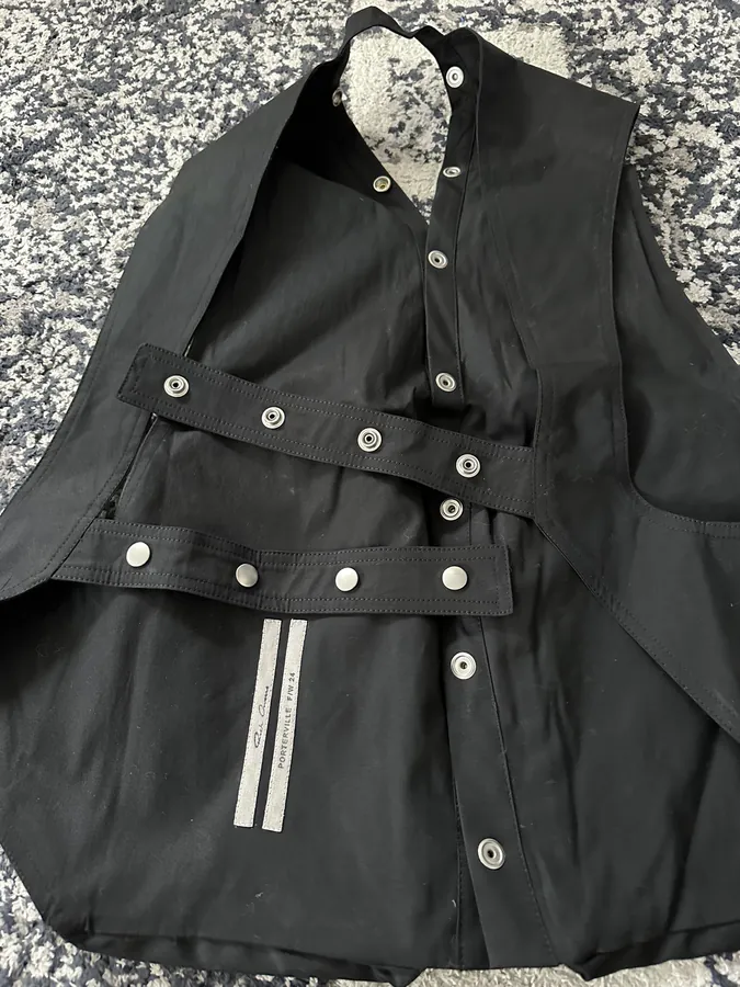 Rick Owens 2024SS Oversized Utility Vest with Custom Logo Buttons