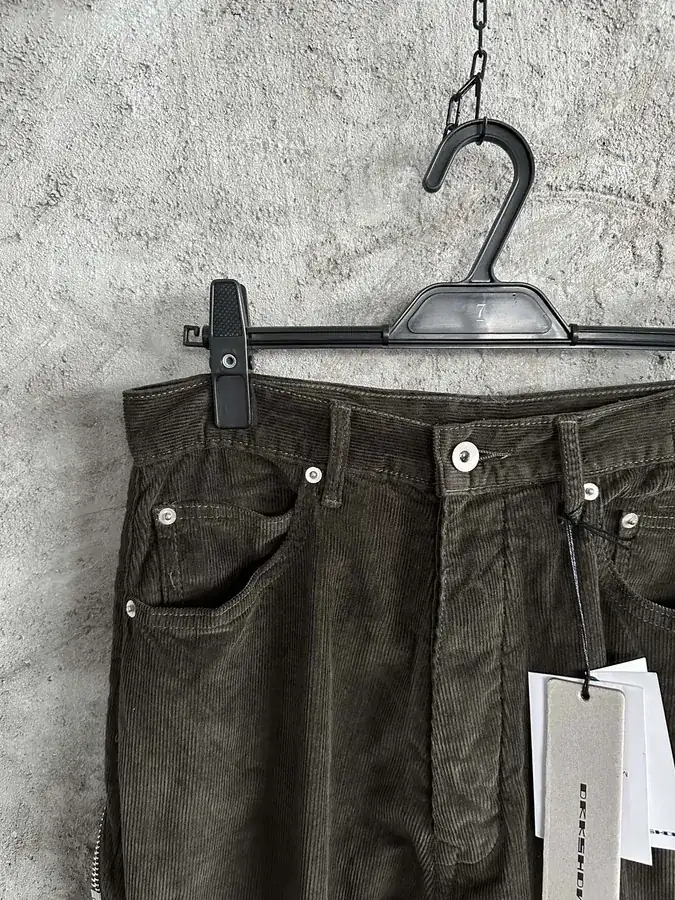 RICK OWENS DEKSHDW Olive Green Corduroy Pants