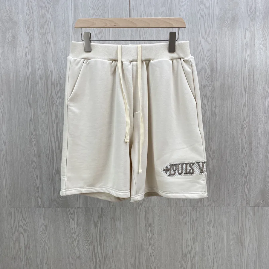 Louis Men's Casual Embroidered Shorts with Pure Cotton Left Side Flower Trim Design