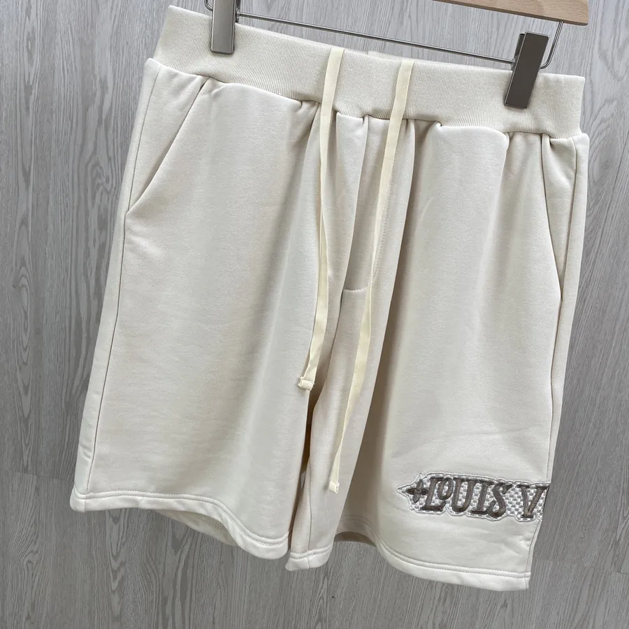 Louis Men's Casual Embroidered Shorts with Pure Cotton Left Side Flower Trim Design