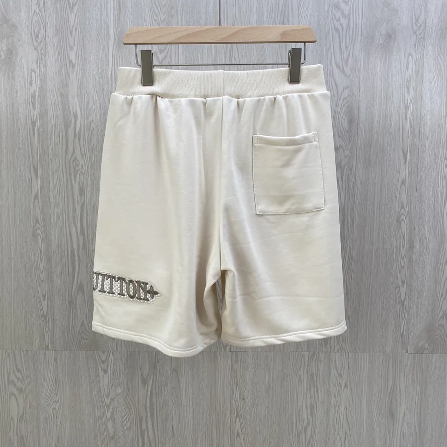 Louis Men's Casual Embroidered Shorts with Pure Cotton Left Side Flower Trim Design