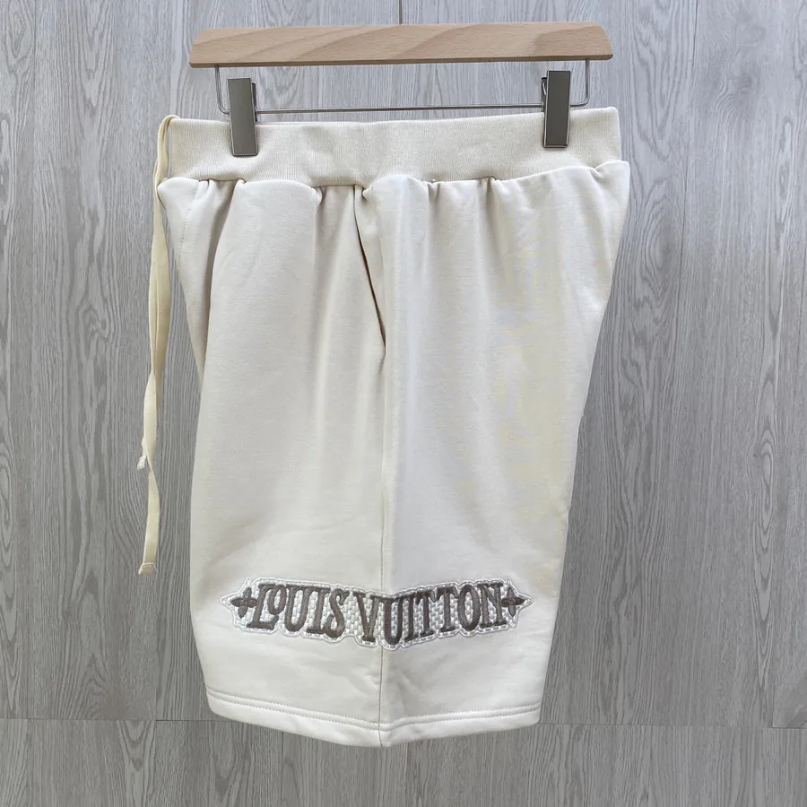 Louis Men's Casual Embroidered Shorts with Pure Cotton Left Side Flower Trim Design