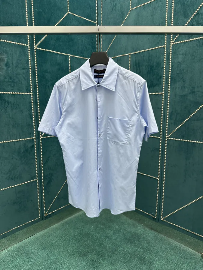 25ss New Stripe Pattern Pointed Button Short Sleeve Shirt