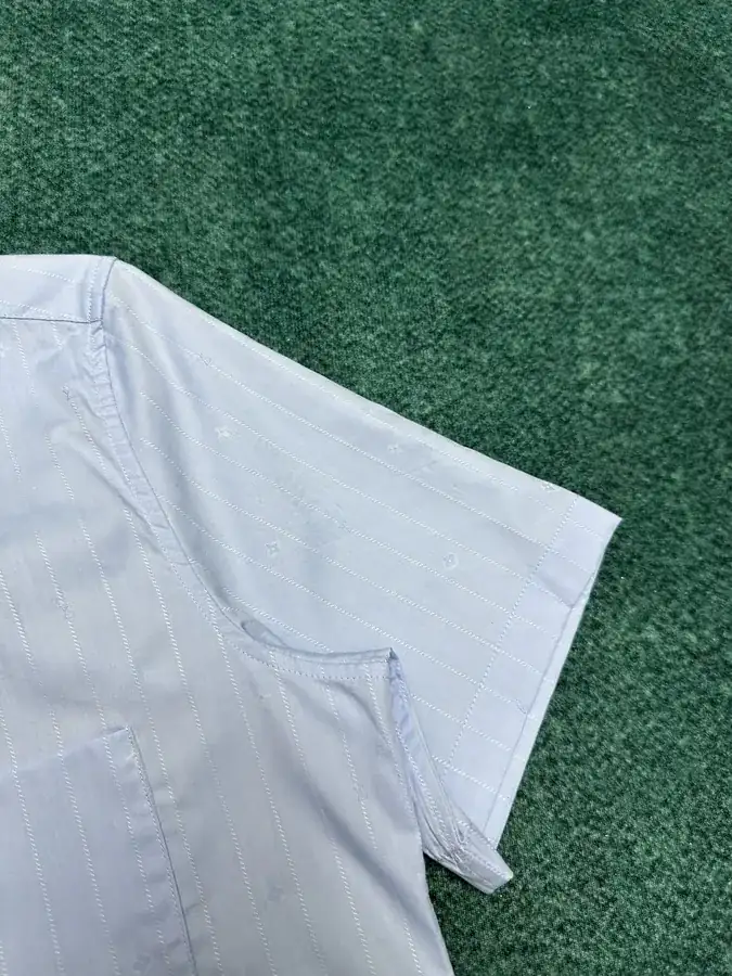 25ss New Stripe Pattern Pointed Button Short Sleeve Shirt