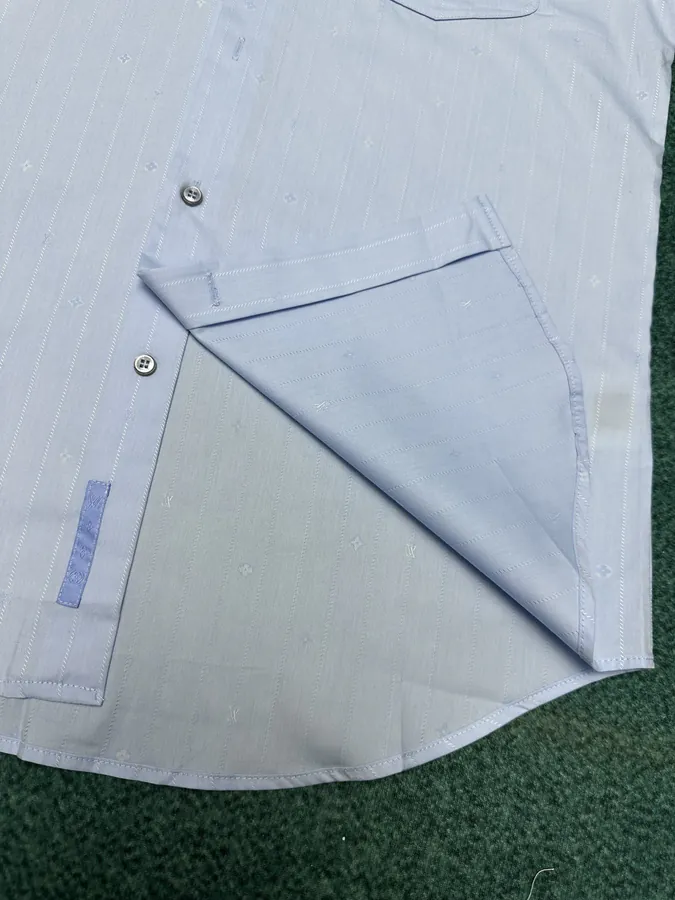 25ss New Stripe Pattern Pointed Button Short Sleeve Shirt
