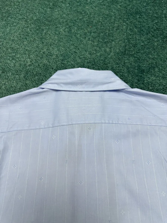25ss New Stripe Pattern Pointed Button Short Sleeve Shirt