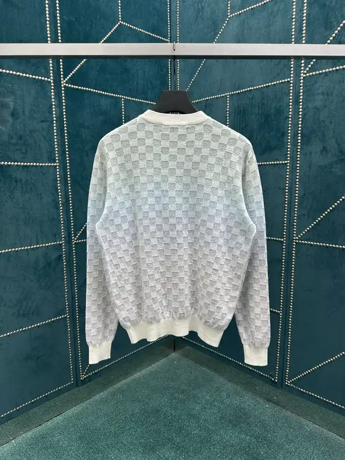 Damier Cotton Long Sleeve Crewneck T Shirt