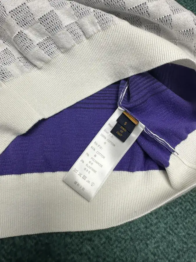 Damier Cotton Long Sleeve Crewneck T Shirt