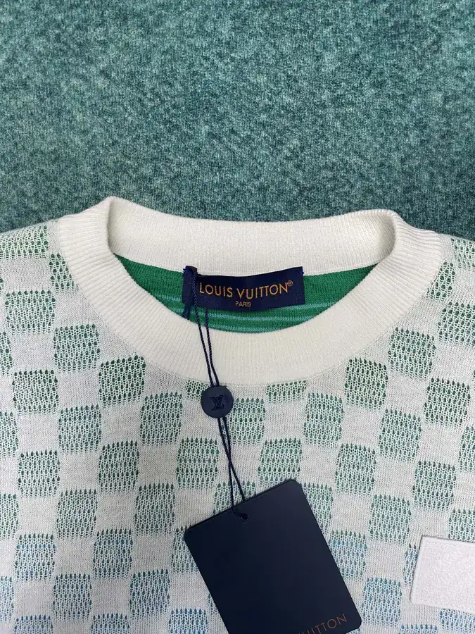 25ss New Cotton Short Sleeve Crewneck T Shirt with Damier Pattern