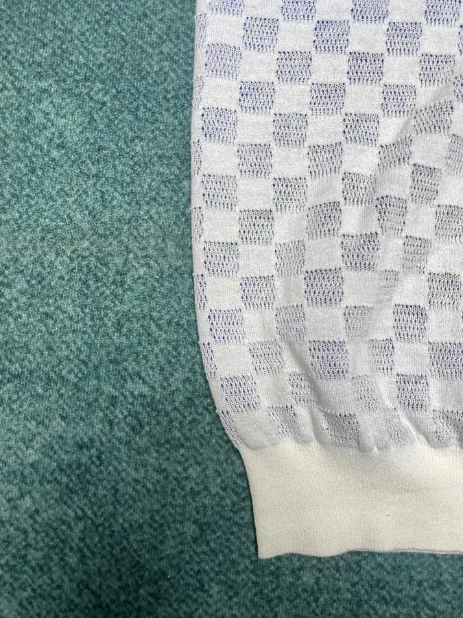 25ss New Cotton Short Sleeve Crewneck T Shirt with Damier Pattern