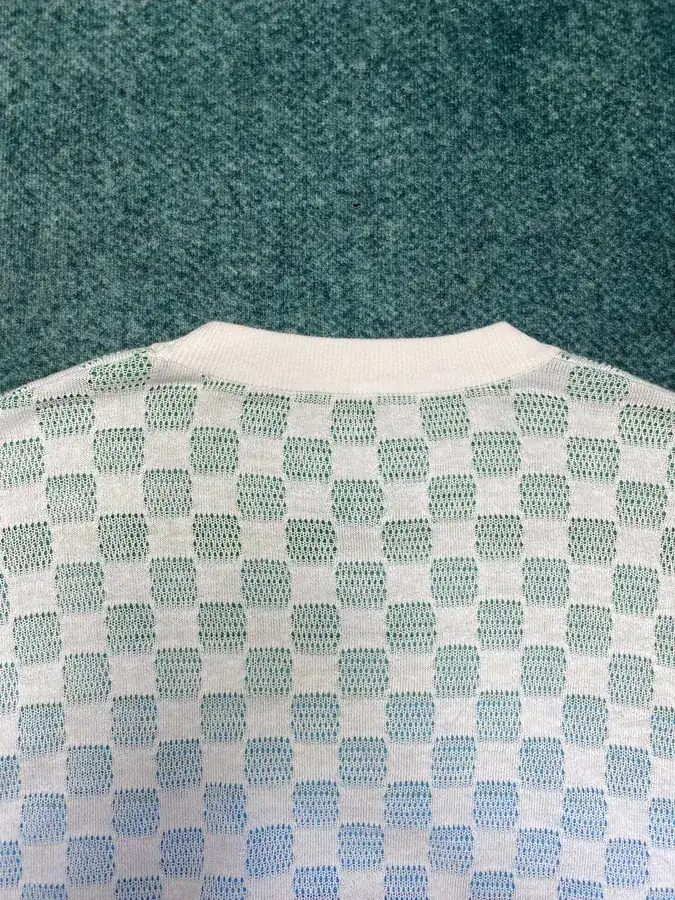 25ss New Cotton Short Sleeve Crewneck T Shirt with Damier Pattern