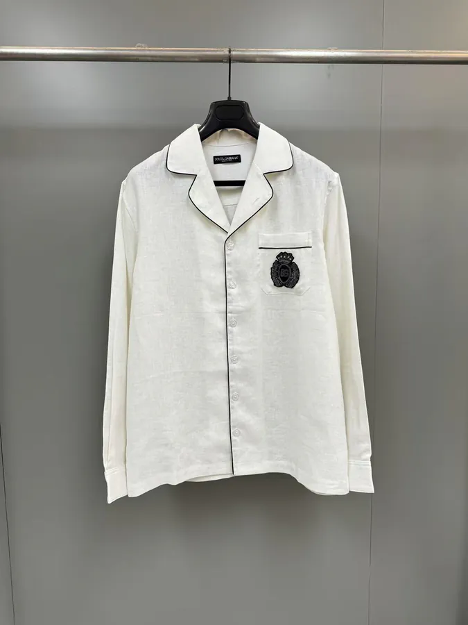 Italian Holiday Menswear 25ss New Pattern Embroidered Linen
