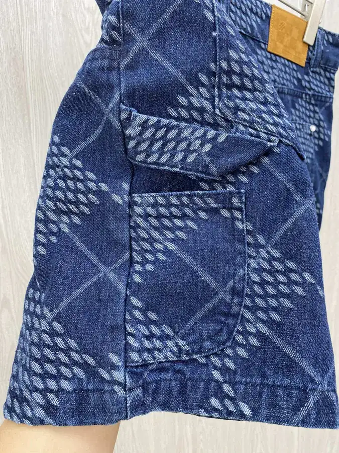 V25ss Diamond Pattern Workwear Pocket Denim Shorts