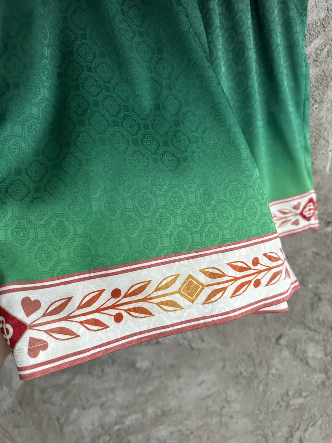 CASABLANCA 2024SS Green Jacquard Silk Shorts