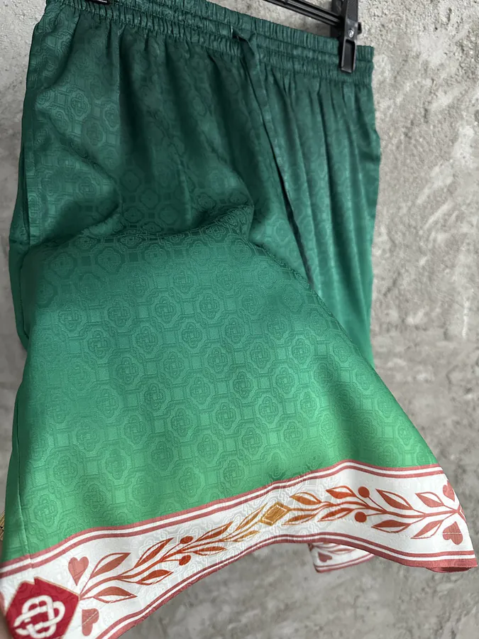 CASABLANCA 2024SS Green Jacquard Silk Shorts