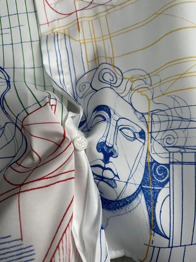 CASABLANCA 2024SS Silk Shirt with Sketch Pattern