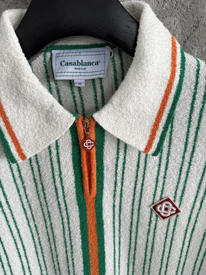 CASABLANCA 2024SS Green Stripe Polo Shirt