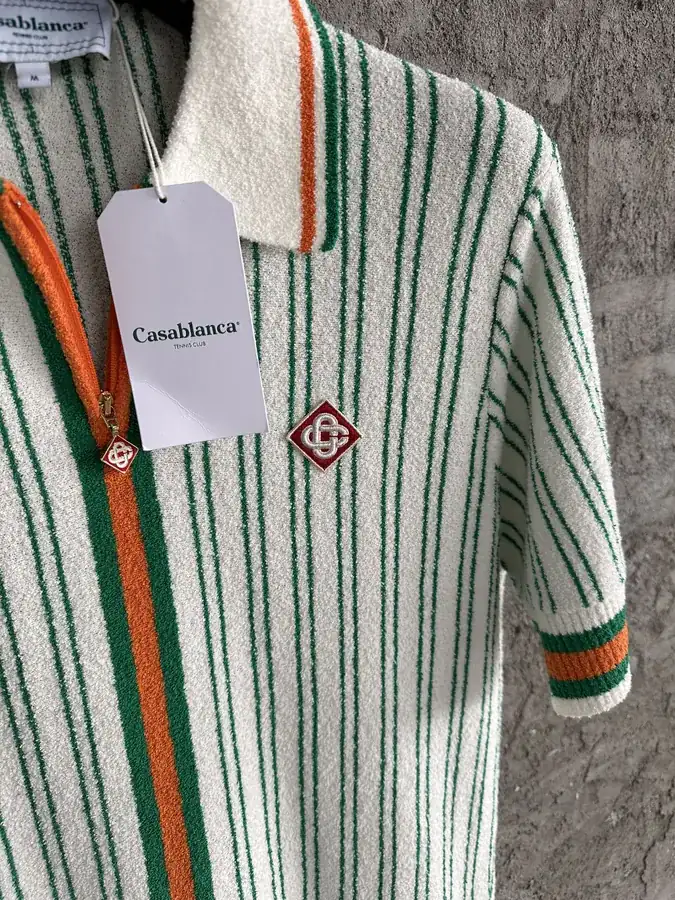 CASABLANCA 2024SS Green Stripe Polo Shirt