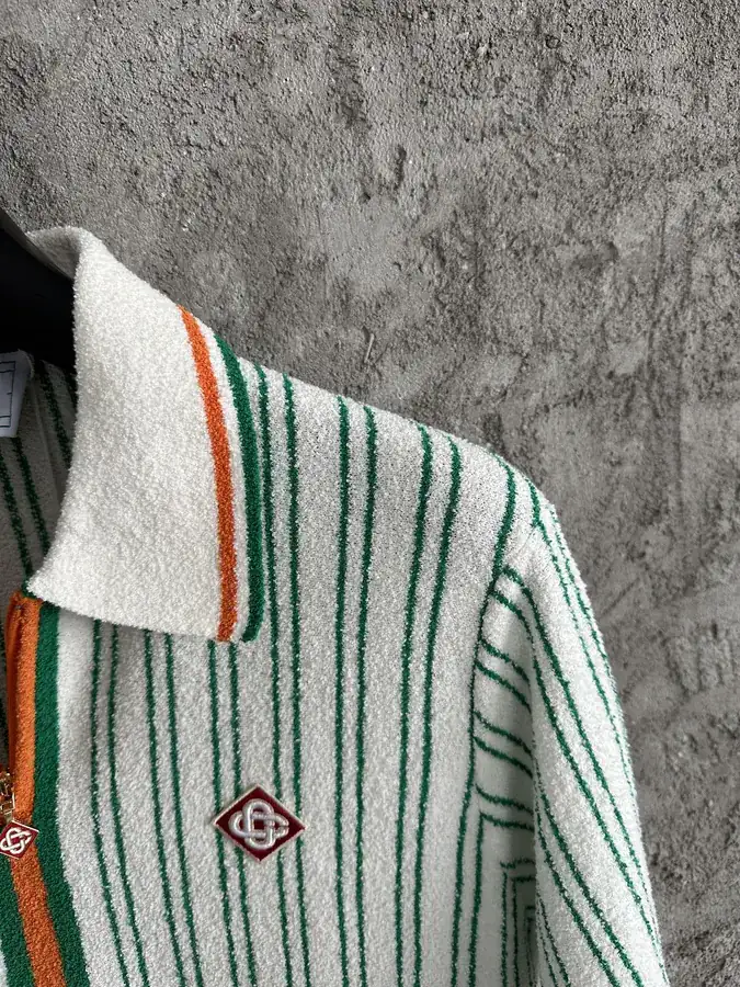 CASABLANCA 2024SS Green Stripe Polo Shirt