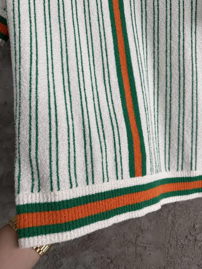 CASABLANCA 2024SS Green Stripe Polo Shirt