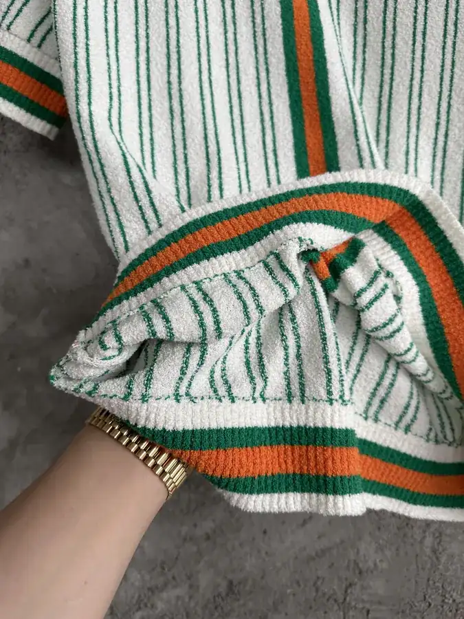 CASABLANCA 2024SS Green Stripe Polo Shirt