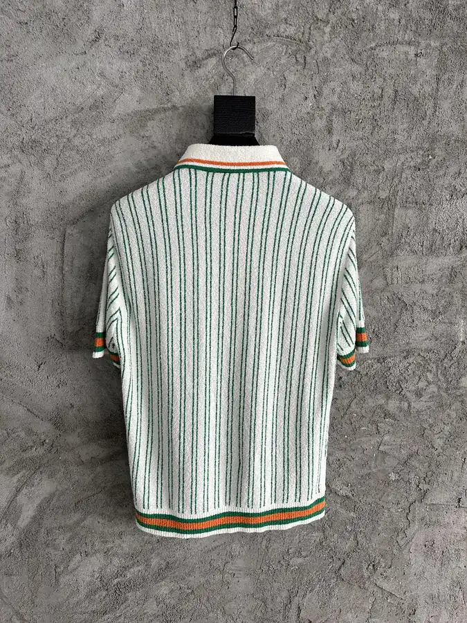 CASABLANCA 2024SS Green Stripe Polo Shirt