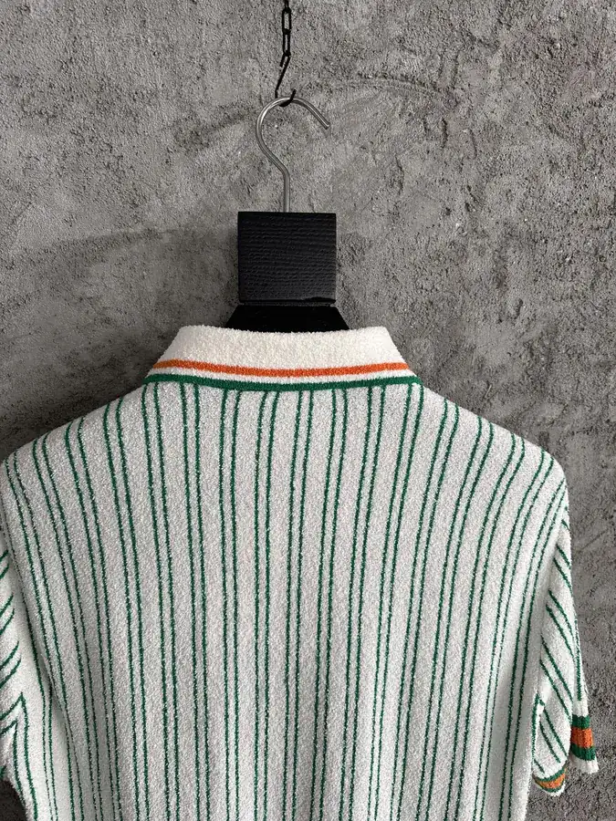 CASABLANCA 2024SS Green Stripe Polo Shirt