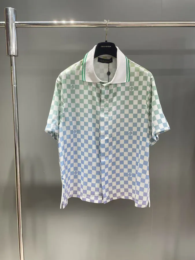 DAMIER Gradient Print Polo Shirt by Lvuitton