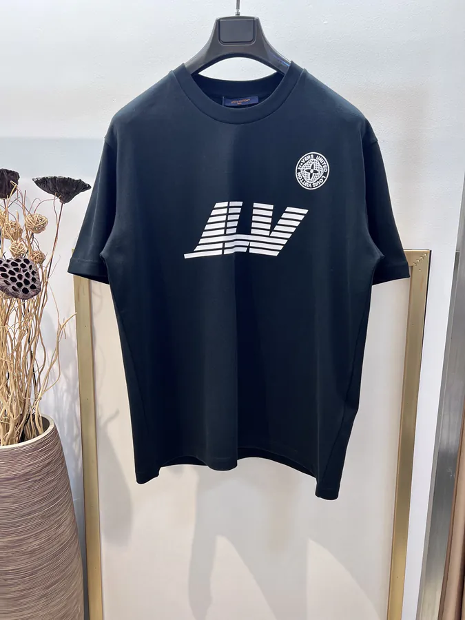 1V Louis 2025FW Cotton T Shirt with Brand Logo
